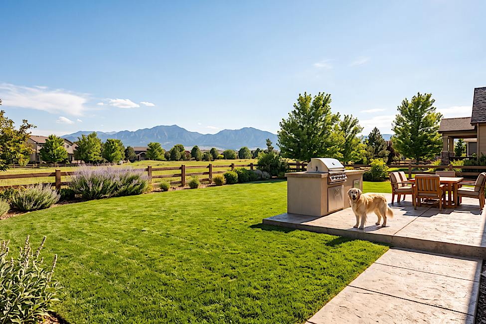 Dog overlooking Denver looking for place to poop in Summer